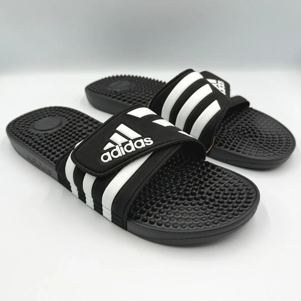 Adidas Adissage Massage Slides Mens 13 - Core Black / Cloud White (F35580) NWOT